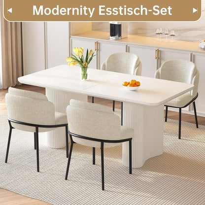Essgruppe 5-teilig Creme Weiß – Skandinavisch Modern
