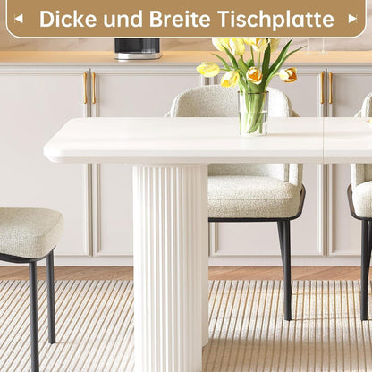 Essgruppe 5-teilig Creme Weiß – Skandinavisch Modern