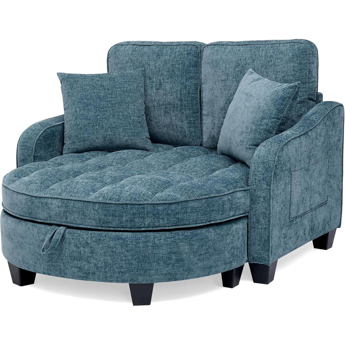 Schlafsofa Klein Blau – 2-in-1 mit Hocker & Kissen