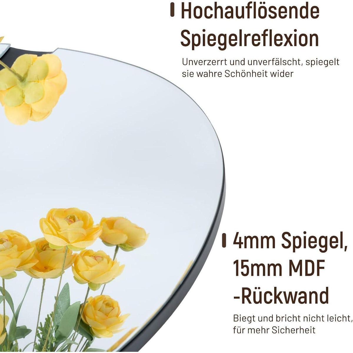Asymmetrischer Wandspiegel Wolke 80x70cm | Dekorativer Spiegel für Wohnzimmer