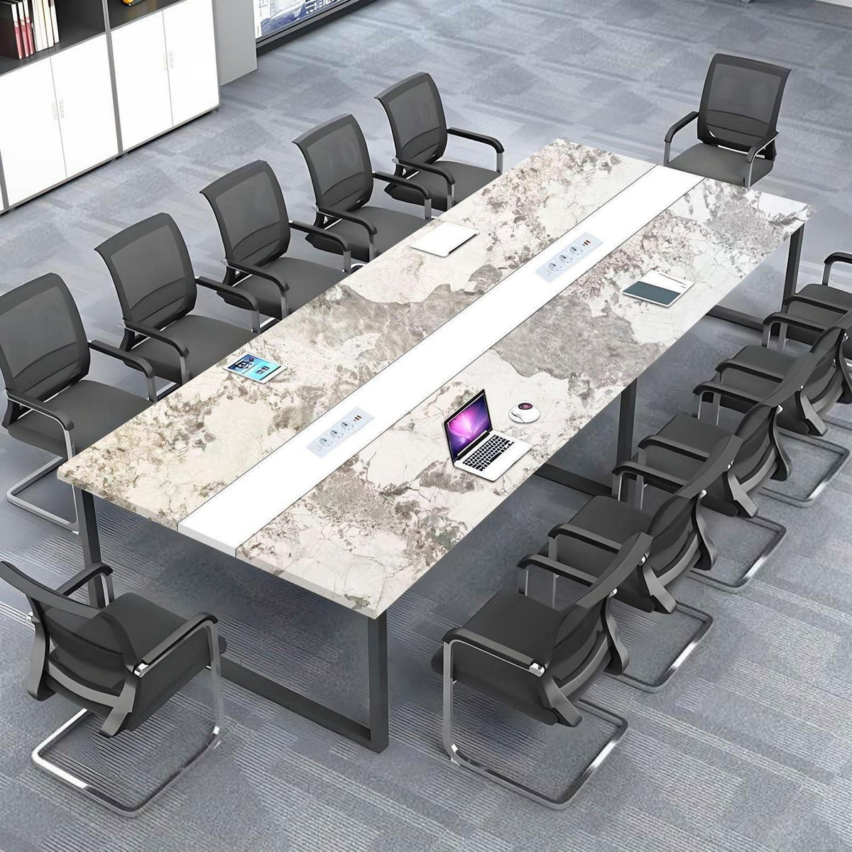 Konferenztisch 240x100cm mit Kabeldurchführung – Modern & Stabil