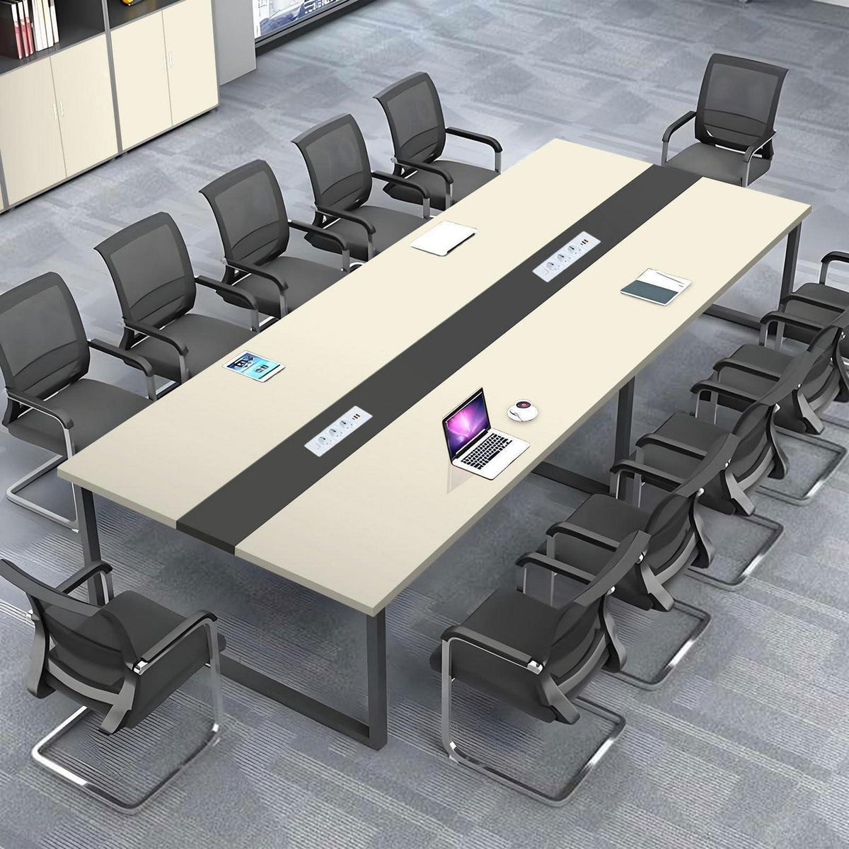 Konferenztisch 240x120cm mit Kabeldurchführung – Modern & Stabil