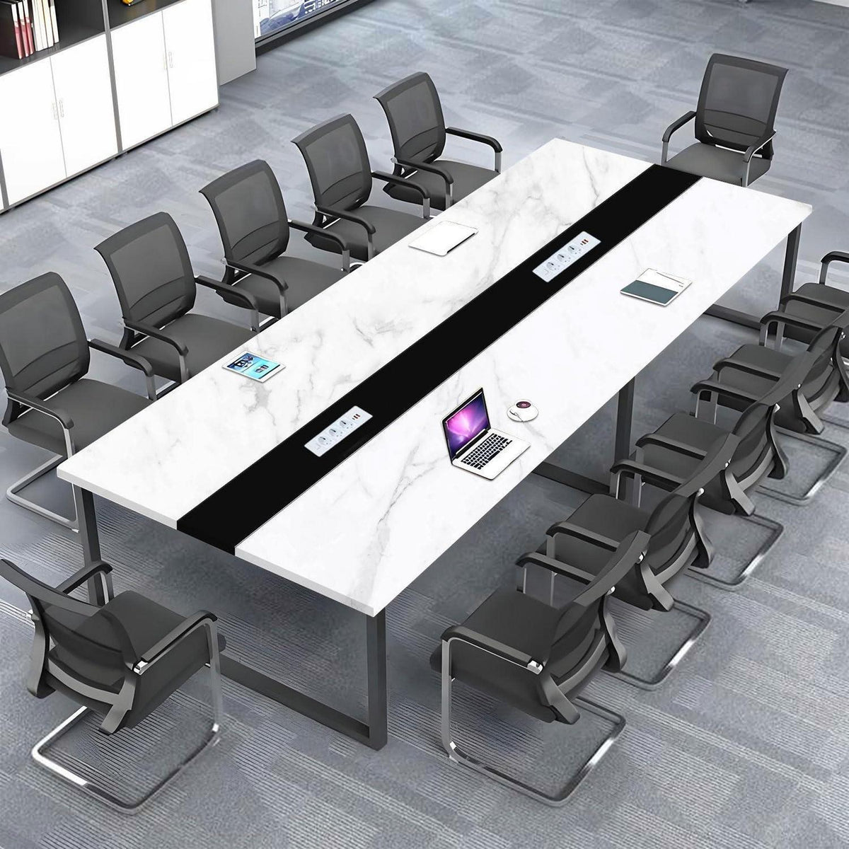 Konferenztisch 240x100cm mit Kabeldurchführung – Modern & Stabil