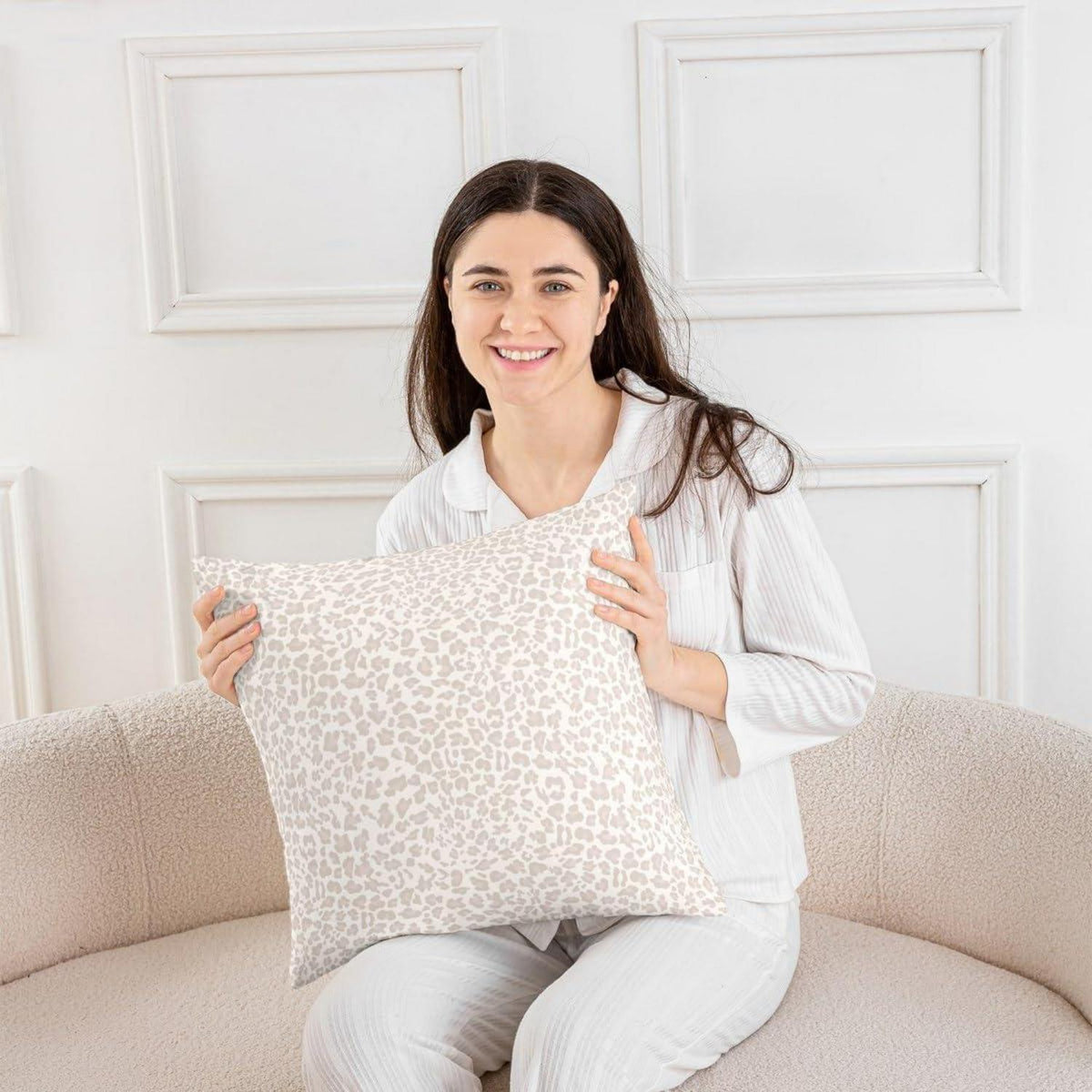 Abstrakt Leopard Kissenbezug 50x50 cm - 2er Set, Beige