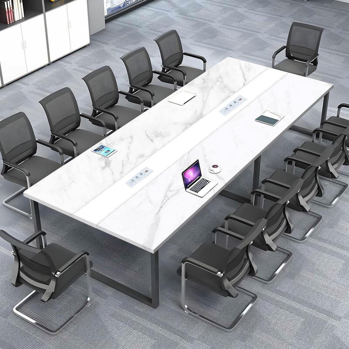 Konferenztisch 240x100cm mit Kabeldurchführung – Modern & Stabil