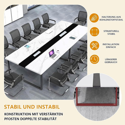 Konferenztisch D1 400x120cm – Modern, Kabelmanagement & Stabil
