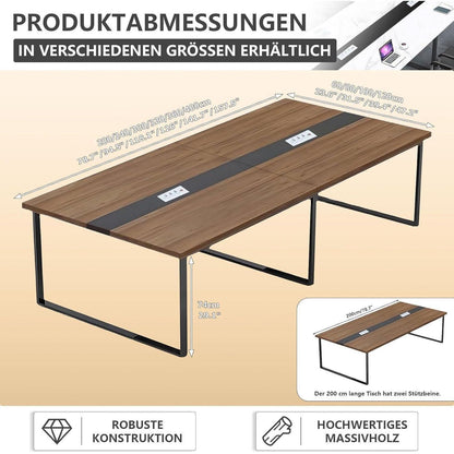 Konferenztisch groß mit Kabeldurchführung – Modern & Stabil