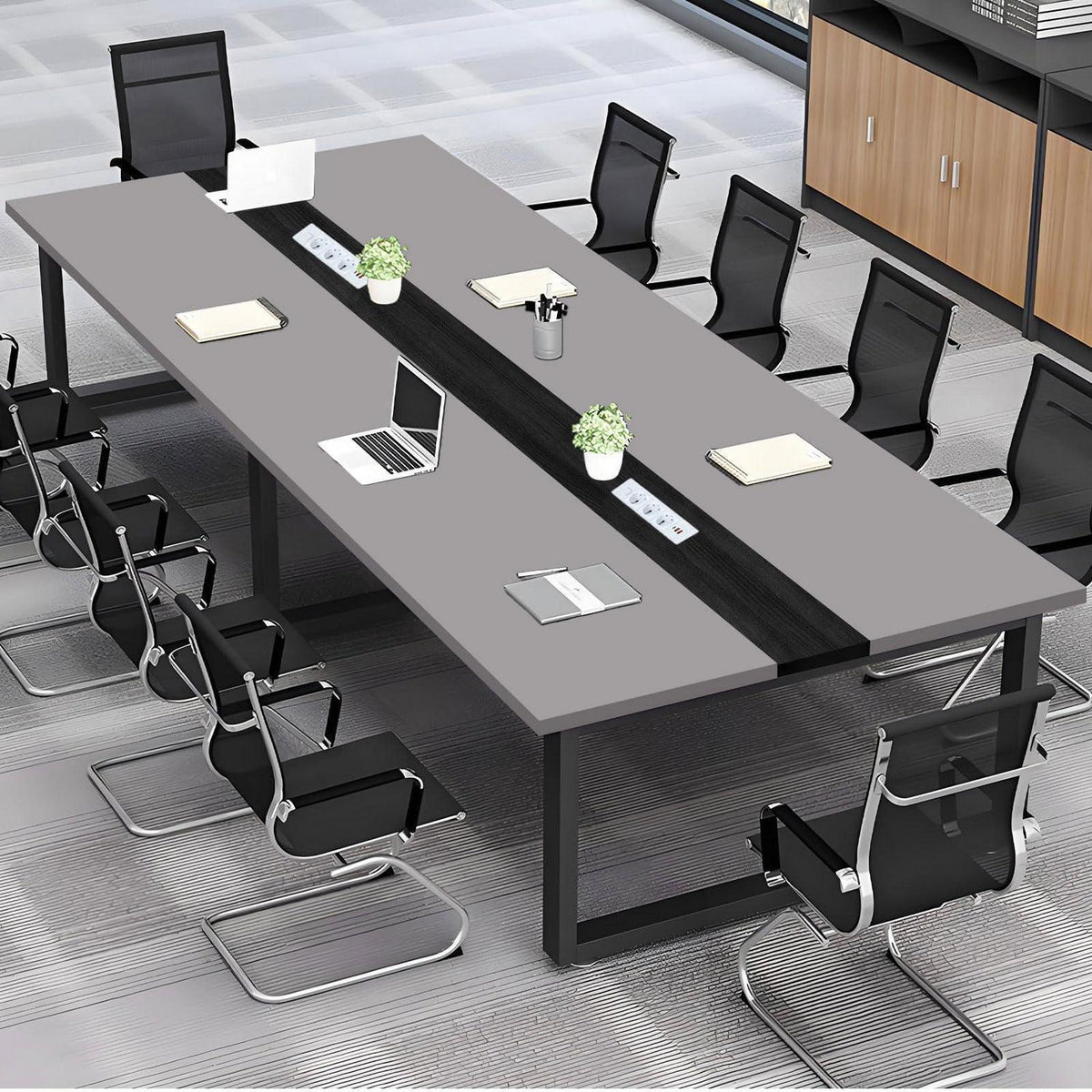 Konferenztisch groß mit Kabelmanagement – 360x120cm Büro Tisch
