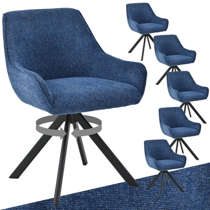 Drehbarer Esszimmerstuhl Set Dunkelblau – 6er Set mit Armlehne