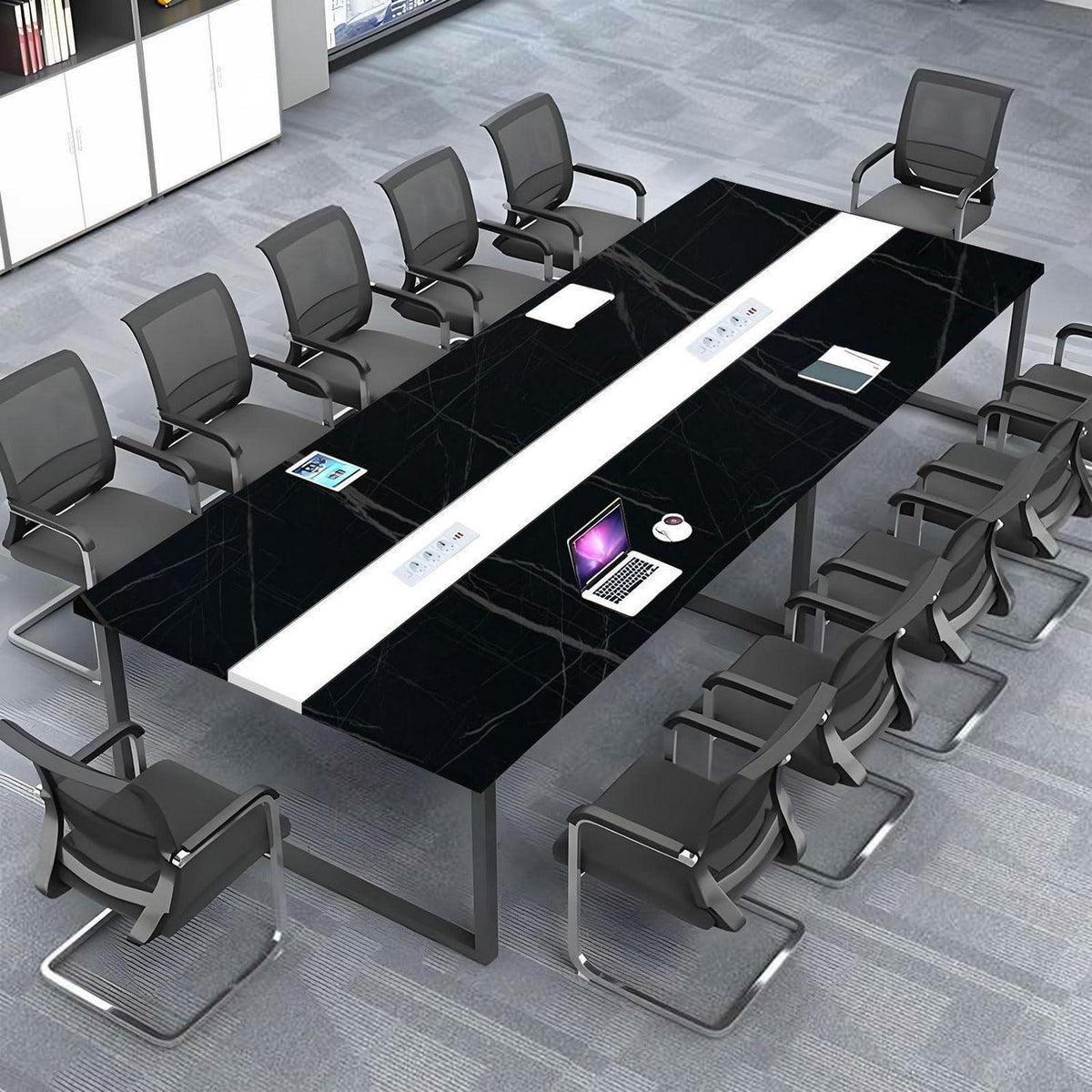 Konferenztisch 200x80cm mit Kabeldurchführung – Modern & Stabil