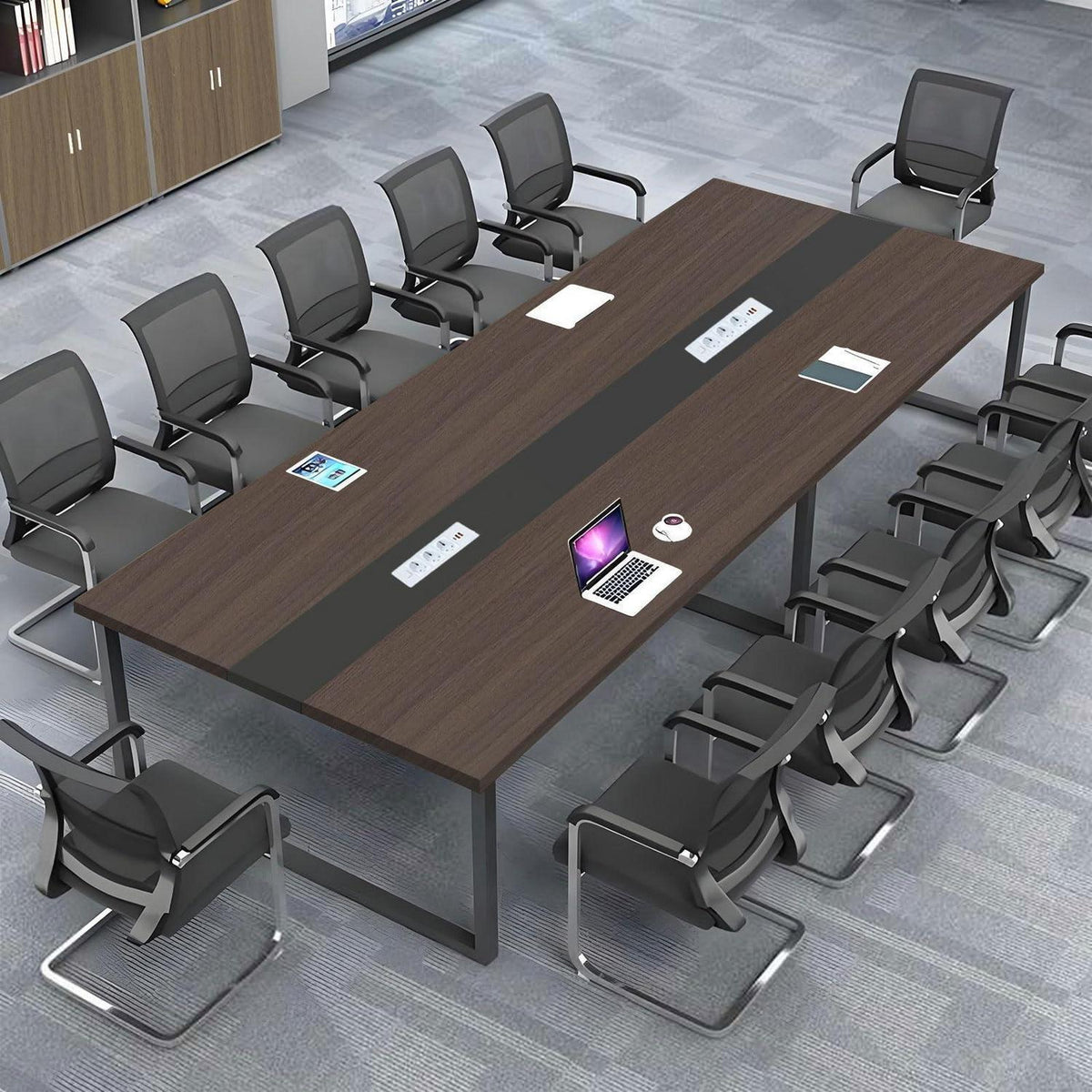 Konferenztisch 240x100cm mit Kabeldurchführung – Modern & Stabil