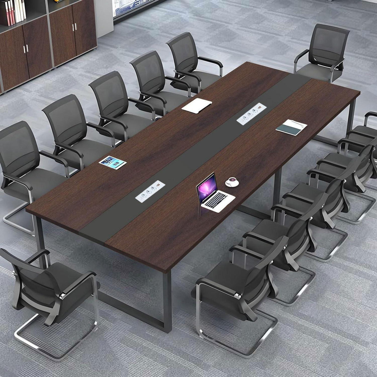 Konferenztisch 200x120cm mit Kabeldurchführung – Modern & Stabil