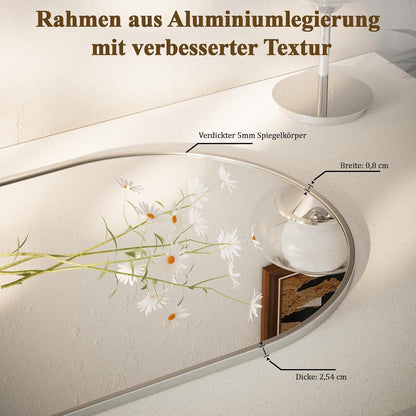 Silberner Bogen-Wandspiegel 91x61 cm – Modern & Dekorativ