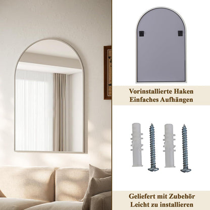 Silberner Bogen-Wandspiegel 91x61 cm – Modern & Dekorativ
