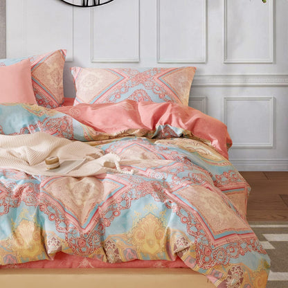 Boho Bettwäsche Set Rosa 155x220 cm Baumwolle