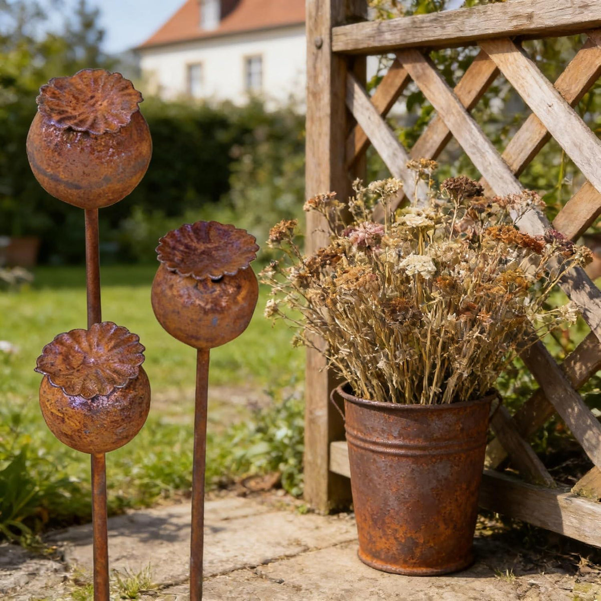Gartenstecker Rost Deko Mohn 3er Set – Edelrost für Beet & Balkon