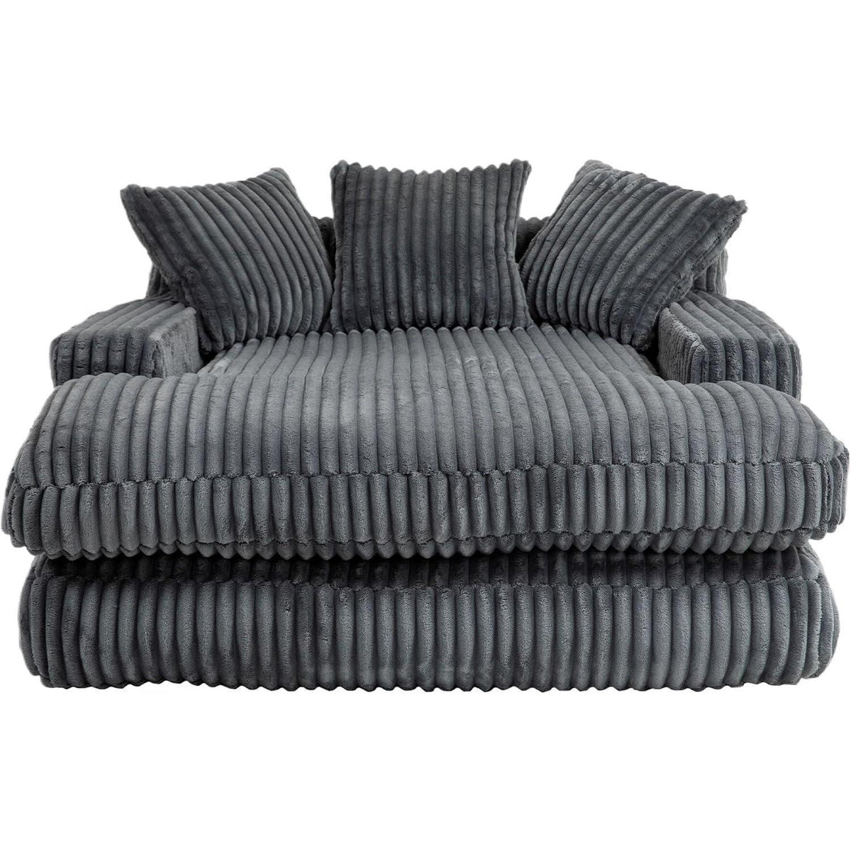 Boneless Couch: Bequemes Cord-Schlafsofa mit 3 Kissen (Dunkel Grau)