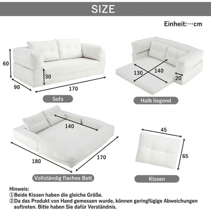Klappbares Schlafsofa Couch mit Liegefläche 170x90 cm