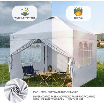 3x3m Pop-Up Pavillon wasserdicht mit Seitenwänden & UV-Schutz