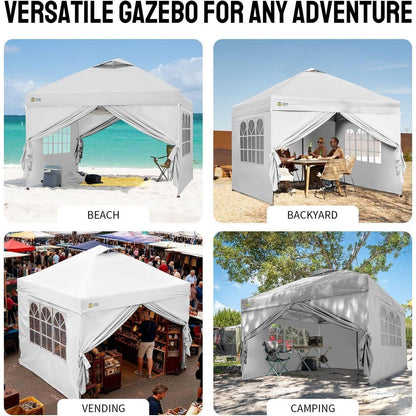 3x3m Pop-Up Pavillon wasserdicht mit Seitenwänden & UV-Schutz