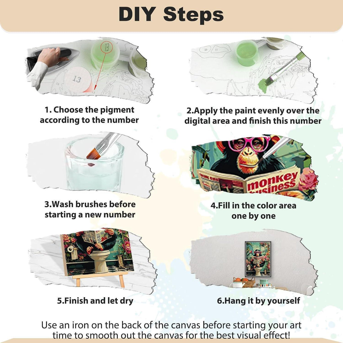 Malen nach Zahlen Landschaft Affe – DIY Ölgemälde Kit für Erwachsene