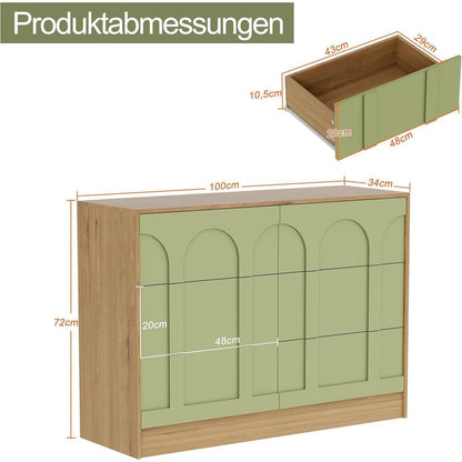 Grüne Kommode mit 6 Schubladen – Modernes Schlafzimmer Möbel