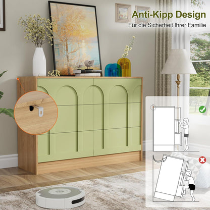 Grüne Kommode mit 6 Schubladen – Modernes Schlafzimmer Möbel