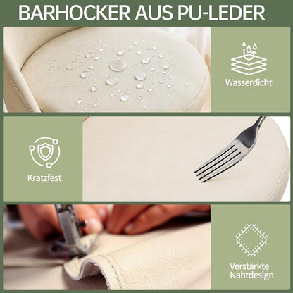 Barhocker Set 2er – Höhenverstellbar, Beigeweiß