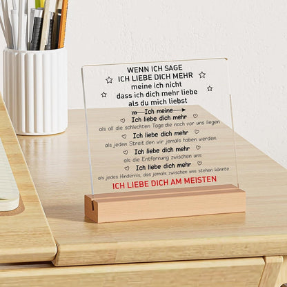 Acryl Dekoration "Ich Liebe Dich" - Paar Geschenk Jahrestag