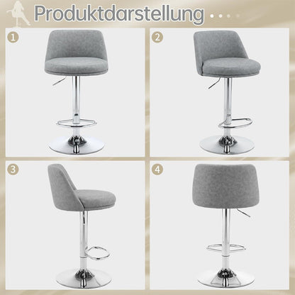 LEADZM Barhocker 2er Set, Höhenverstellbar, Dunkelgrau