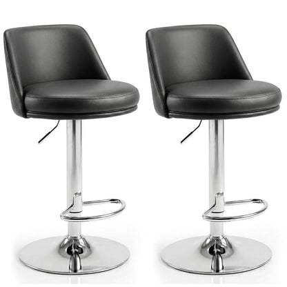 Barhocker Set 2er – Höhenverstellbar, Schwarz in Lederoptik