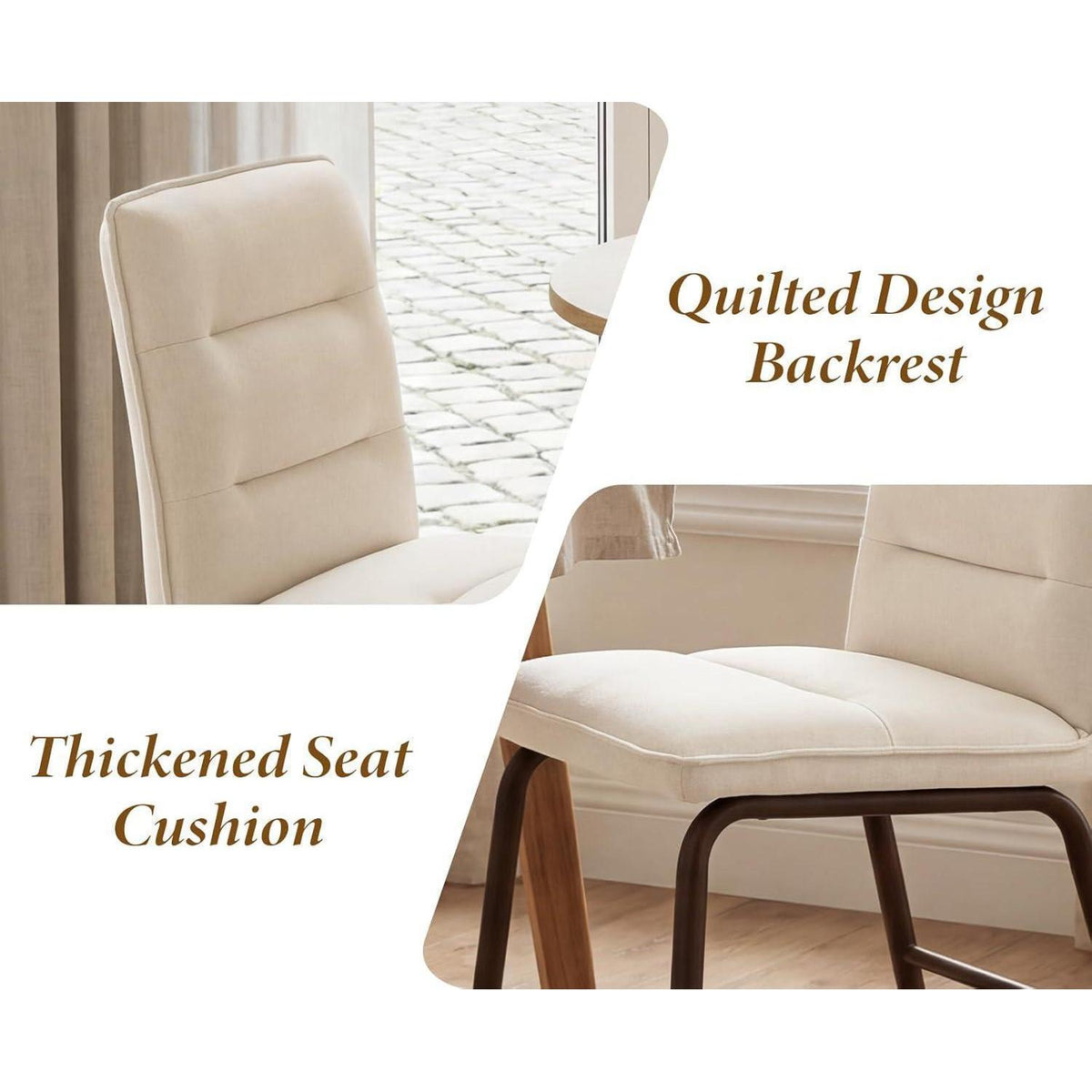 Modernes Esszimmerstuhls Set (4x) – Beige Leinen & Metallbeine
