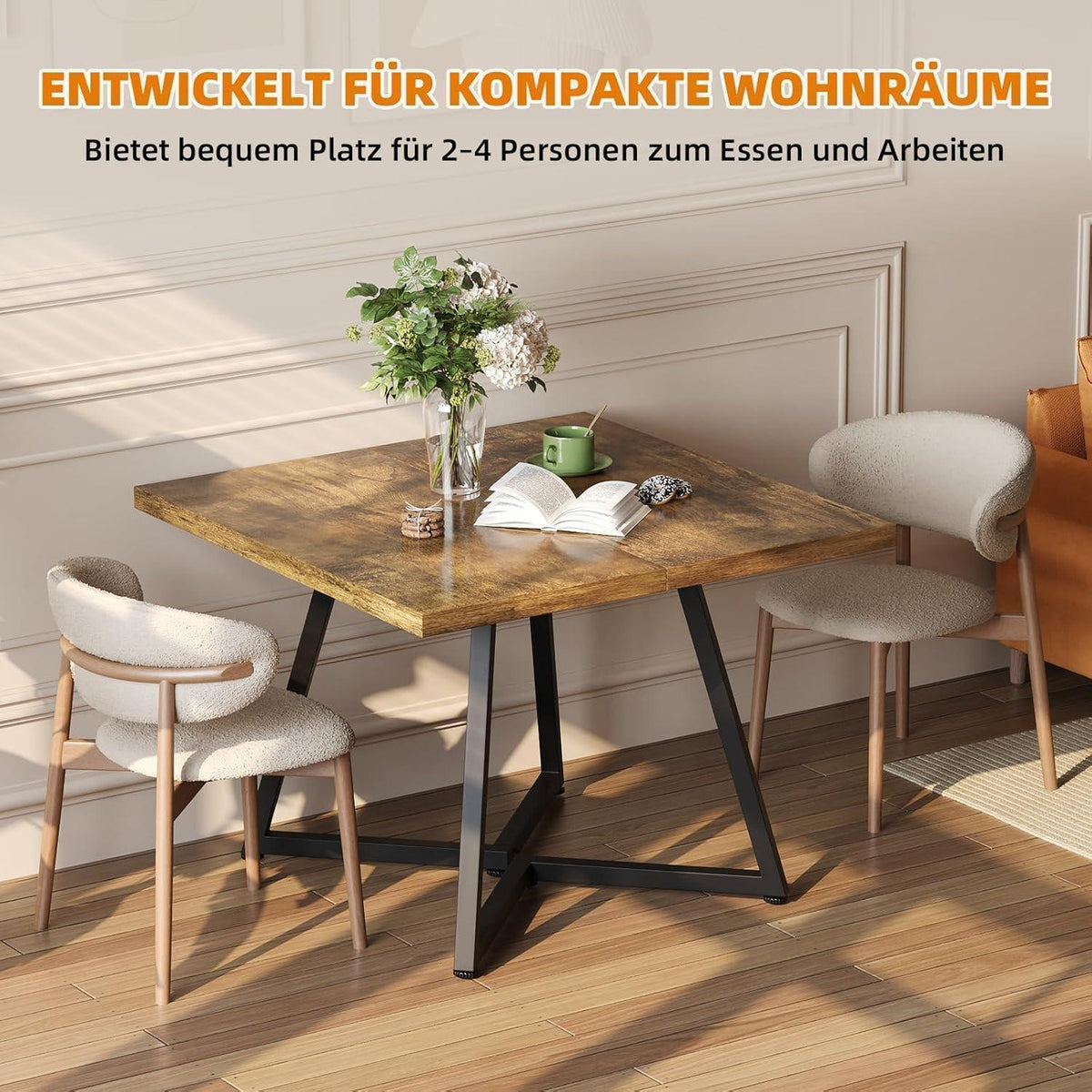 Kleiner Esstisch Holz 80x80 – Quadratischer Küchentisch für 4 Personen