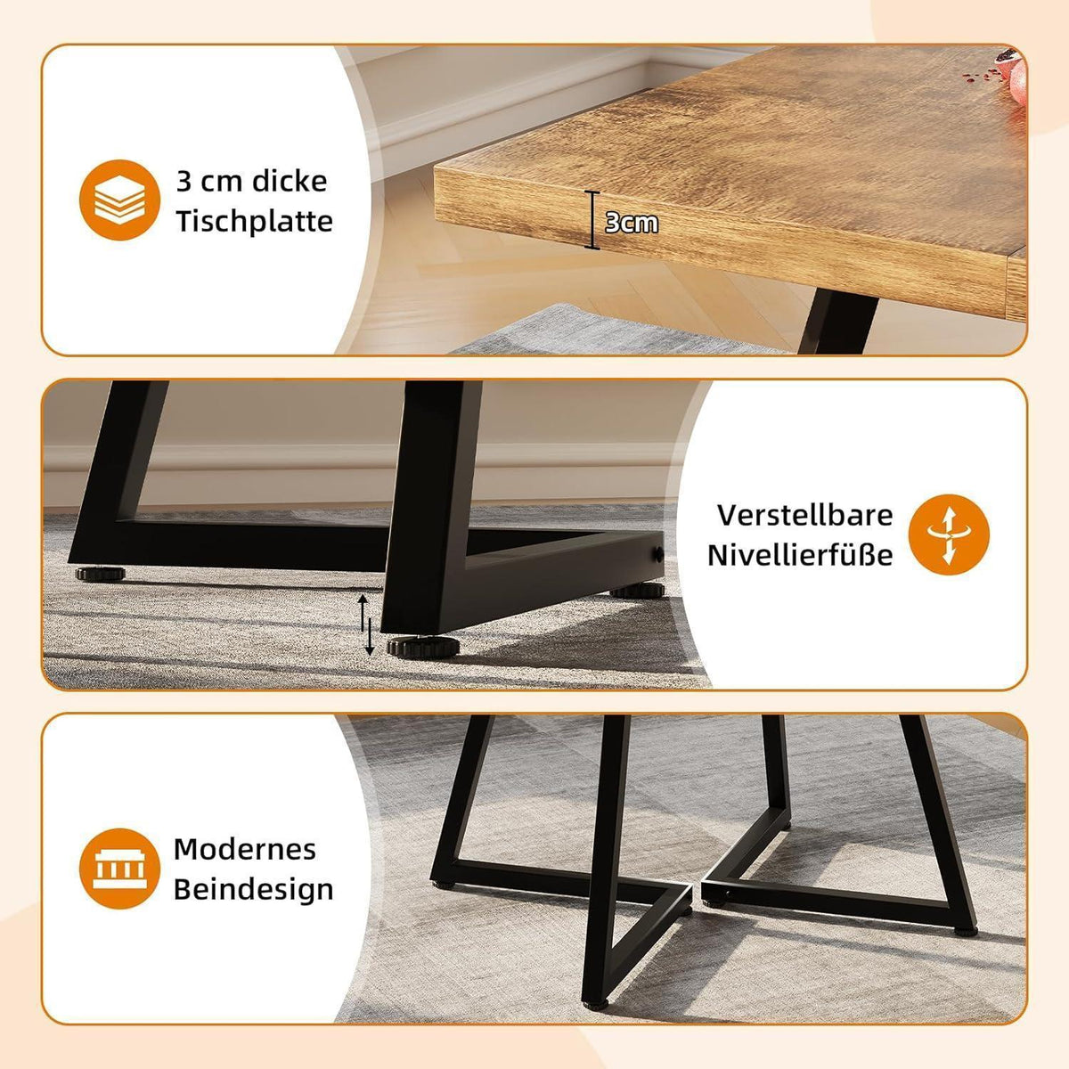 Kleiner Esstisch Holz 80x80 – Quadratischer Küchentisch für 4 Personen