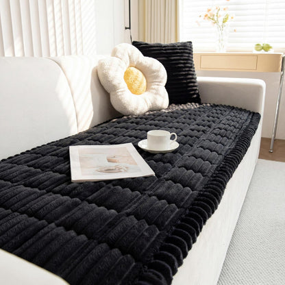 Dicker Sofaüberzug Schwarz 90x210cm - Rutschfest & Komfortabel