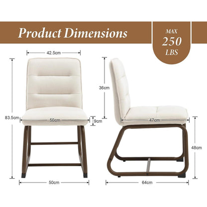 Moderner Esszimmerstuhl 2er Set mit Leinenbezug, Beige