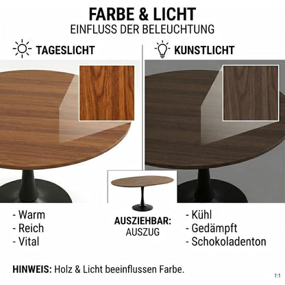 Runder Esstisch Ausziehbar 100/140 cm – Küchentisch Holz Schwarz