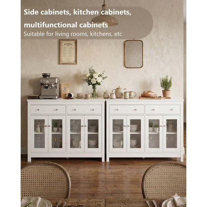 Modernes Sideboard Set Weiß mit Glastüren & Schubladen