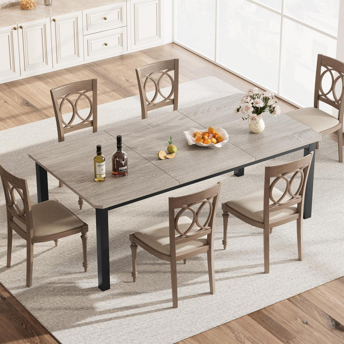 Esstisch Holz 200x90cm Rechteckig Grau – Küchentisch für 6-8 Personen