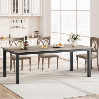 Esstisch Holz 200x90cm Rechteckig Grau – Küchentisch für 6-8 Personen
