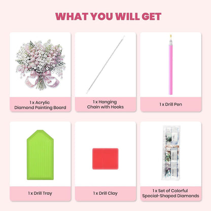 Diamantmalerei Maiglöckchen Blumen Bild Hängedeko DIY Set