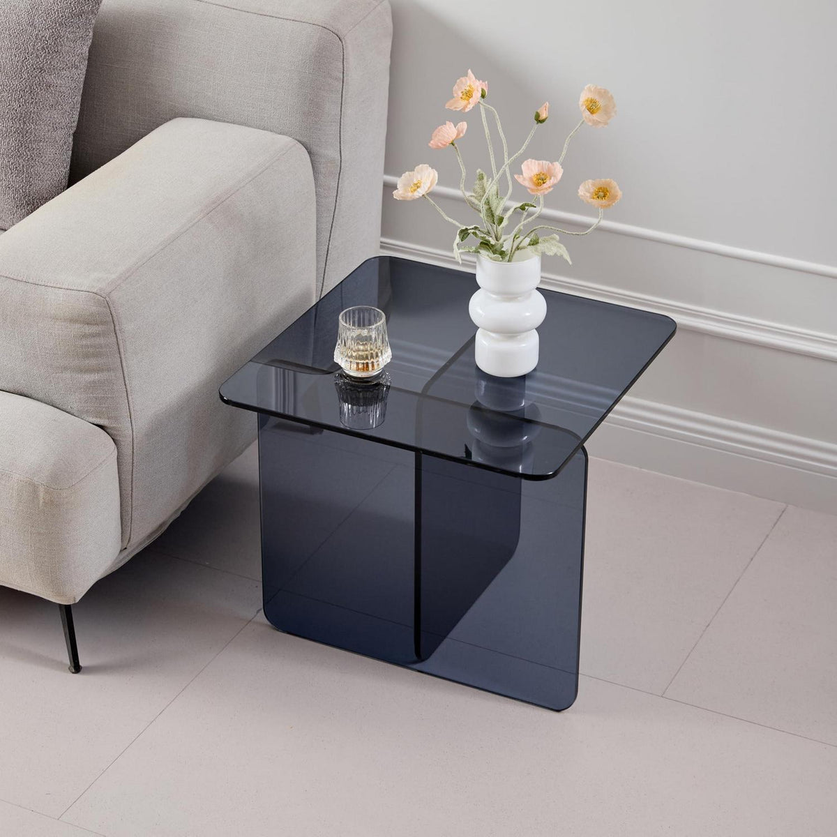 Beistelltisch Glas Braun Getönt Modern 45x45x41cm