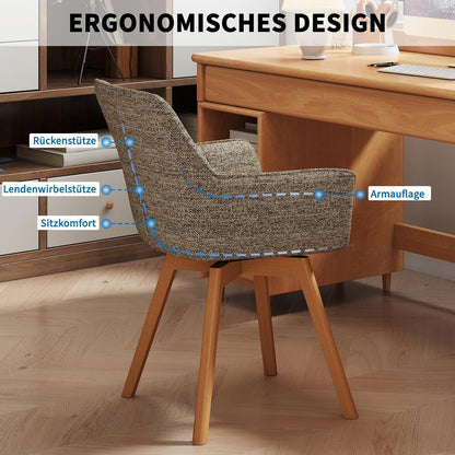 Drehbarer Esszimmerstuhl Set Braun – Samt Polsterstuhl mit Armlehnen