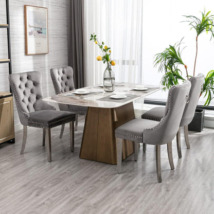 Esszimmerstühle Set 4 Grau & Chrom – Gepolstert & Robust
