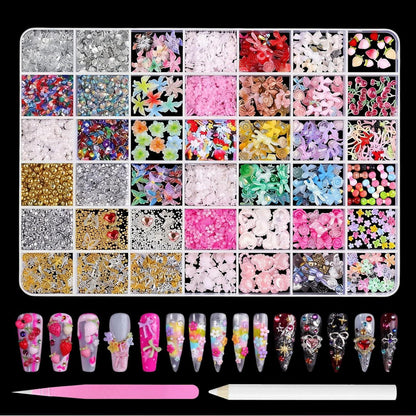 6000+ Nail Art Charms Set mit Strasssteinen & Zubehör