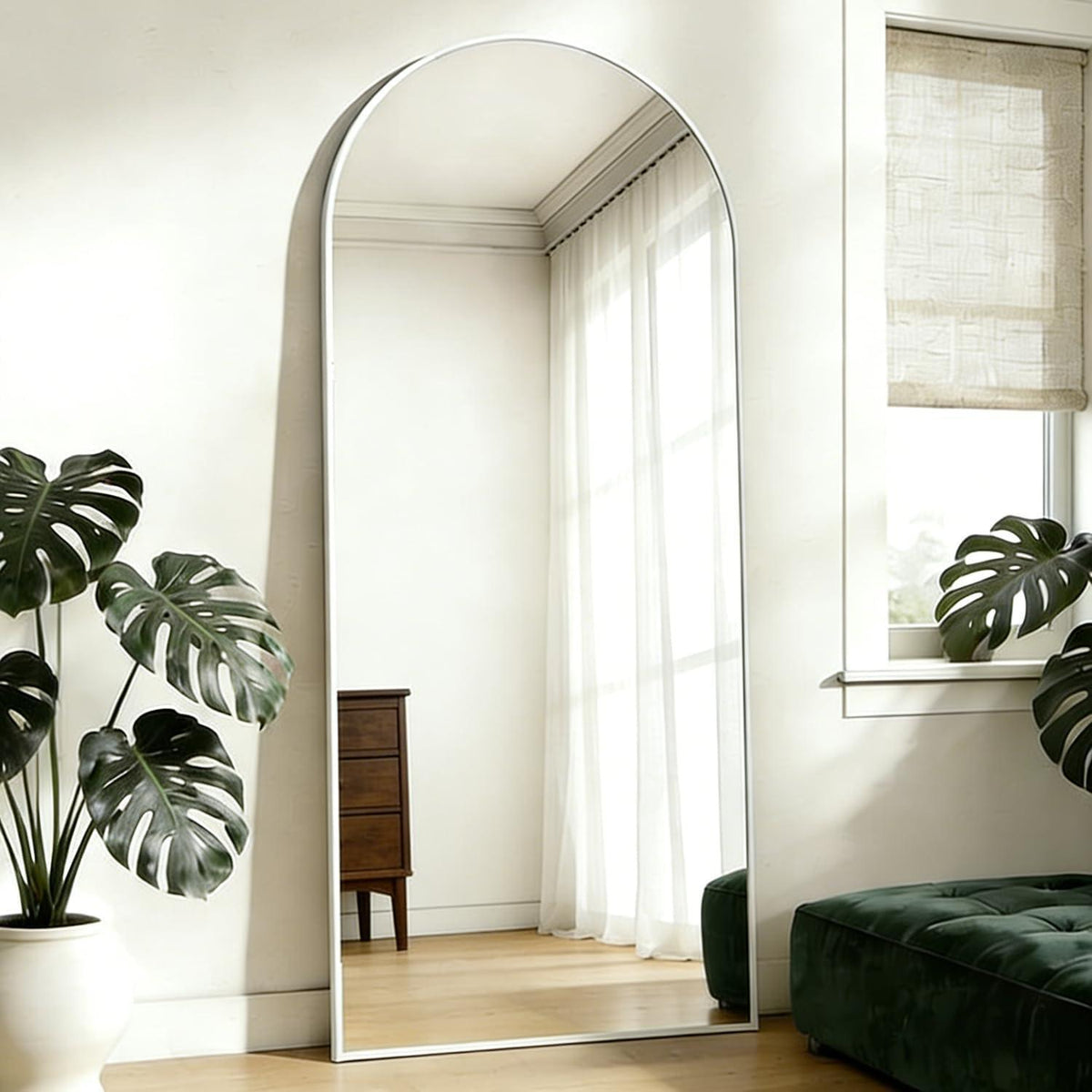 Ganzkörperspiegel Bogen 165x60cm – Stand- & Wandspiegel Weiß