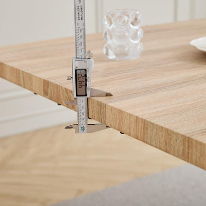 Modernes Esszimmer-Set: Tisch (140x80cm) + 4 Khaki Leinenstühle