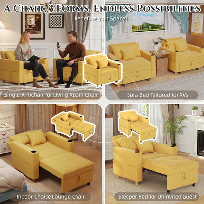 Extrabreites Schlafsessel mit Bettfunktion – Gelb
