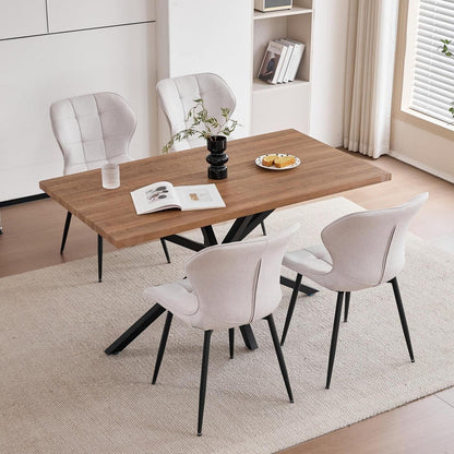 Modernes Esszimmer-Set mit Tisch (140x80cm) & 4 weißen Stühlen