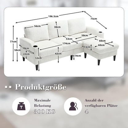 Ecksofa mit Schlaffunktion, 4-Sitzer, Gelb